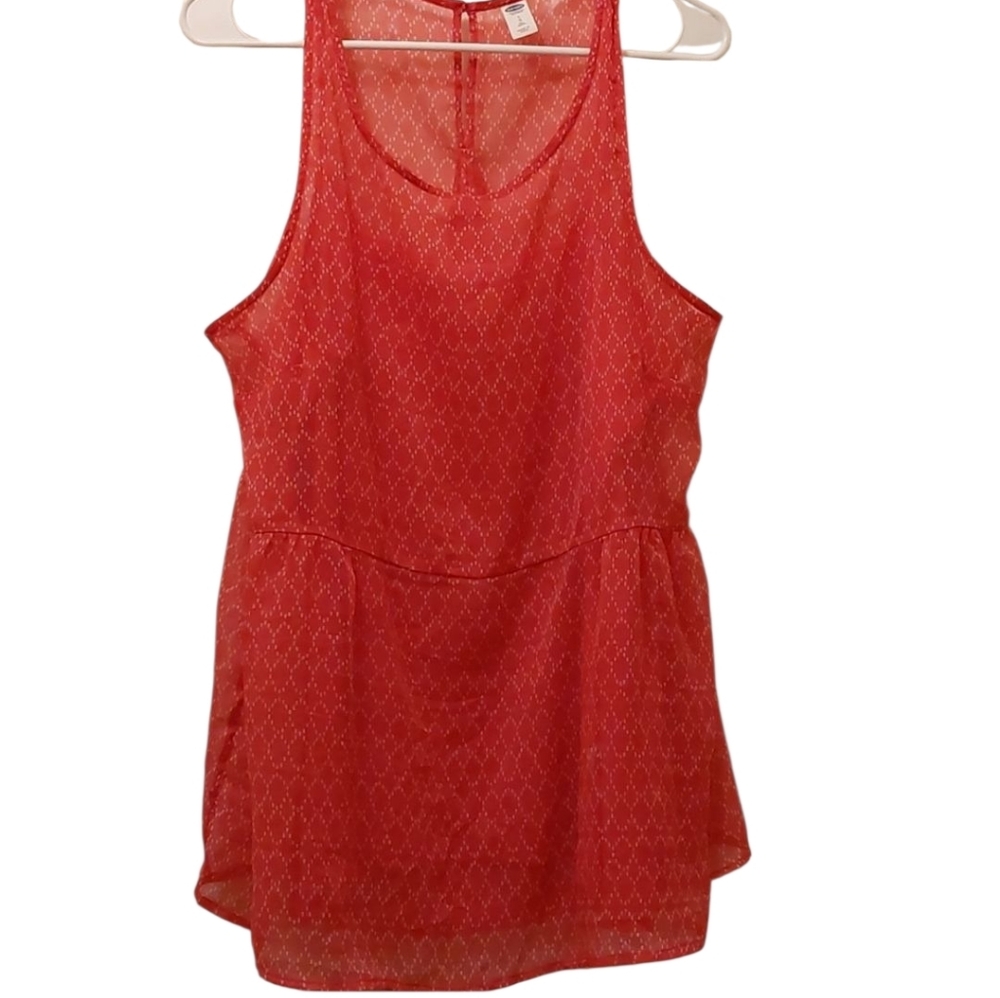 Old Navy Peplum Tunic and Cami Set Semi Sheer Hot Pink L NWOT